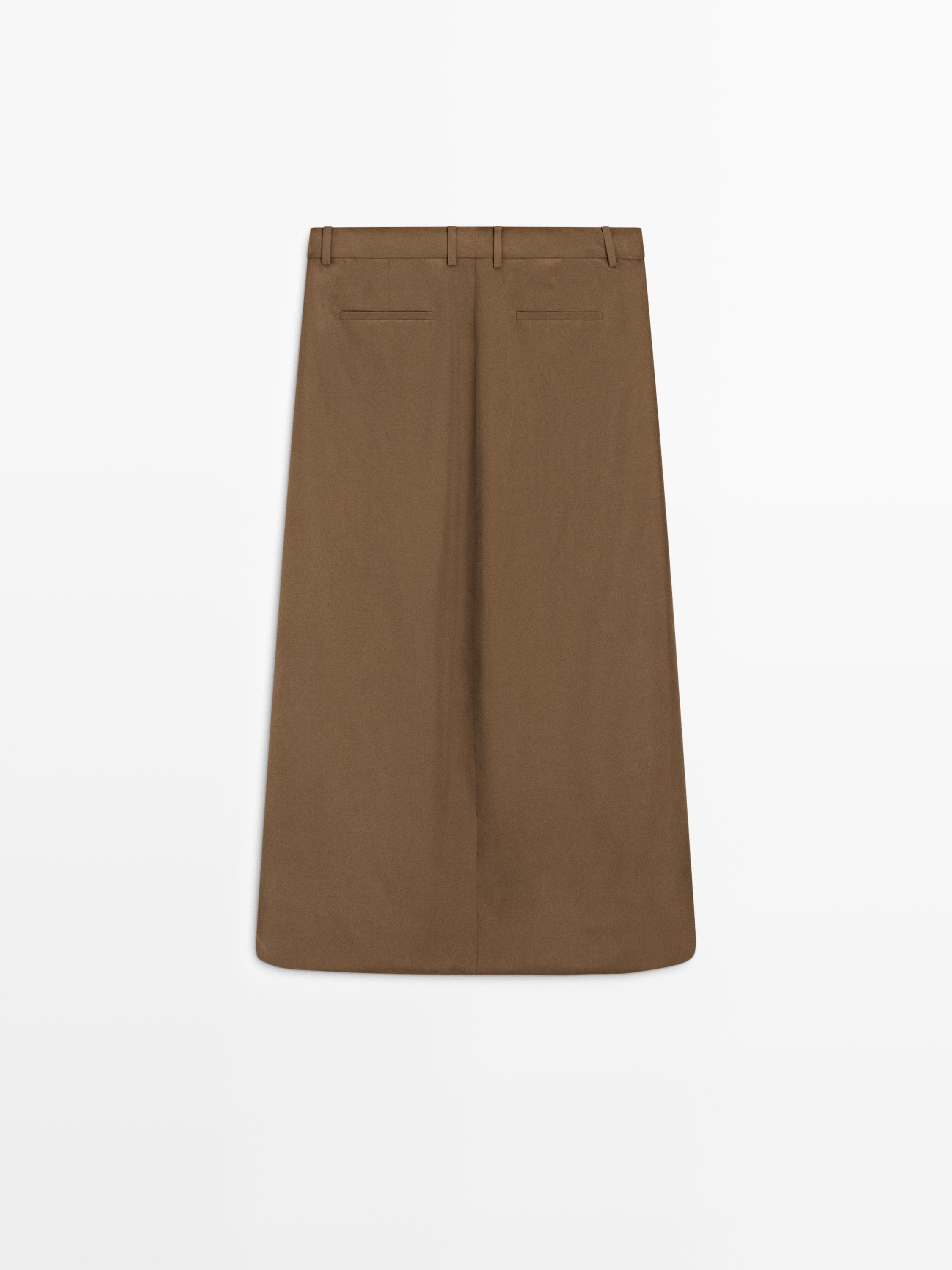 100% silk midi skirt with gathered details - STUDIO